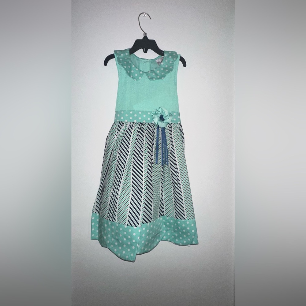 Formal  multi-colored and patterned dress.